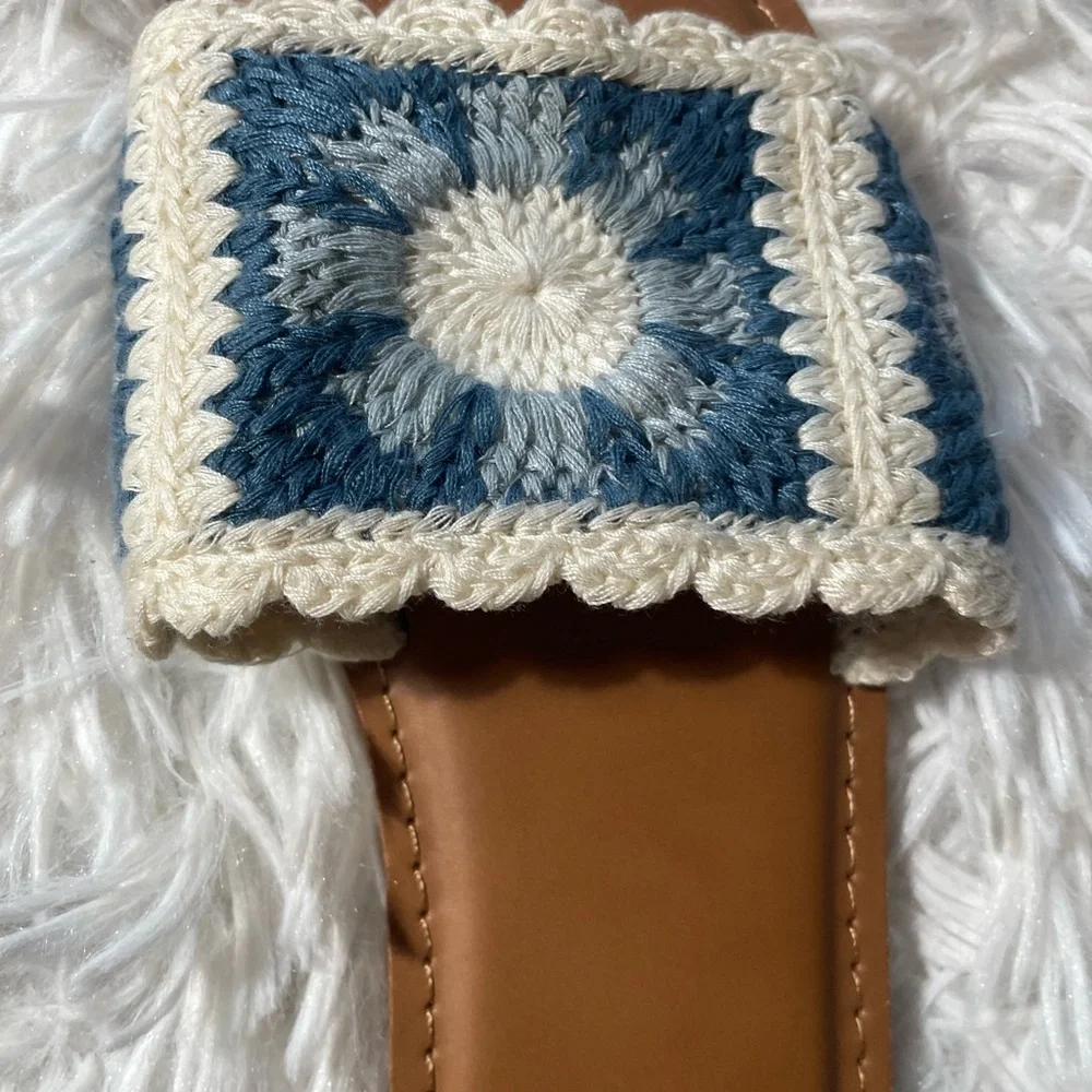 Haute Hippie Crochet Sandals in Blue and Cream size 7.5 - Picture 4 of 4